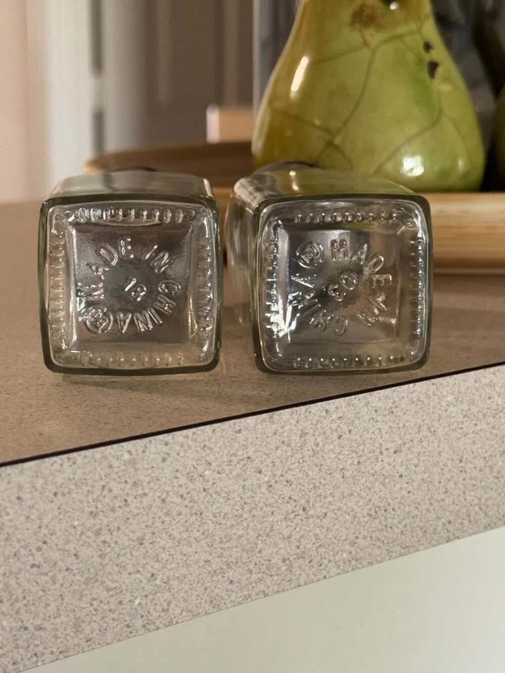 Vintage Glass Salt & Pepper Shaker Set – Silver Tops, Four-Sided Design
